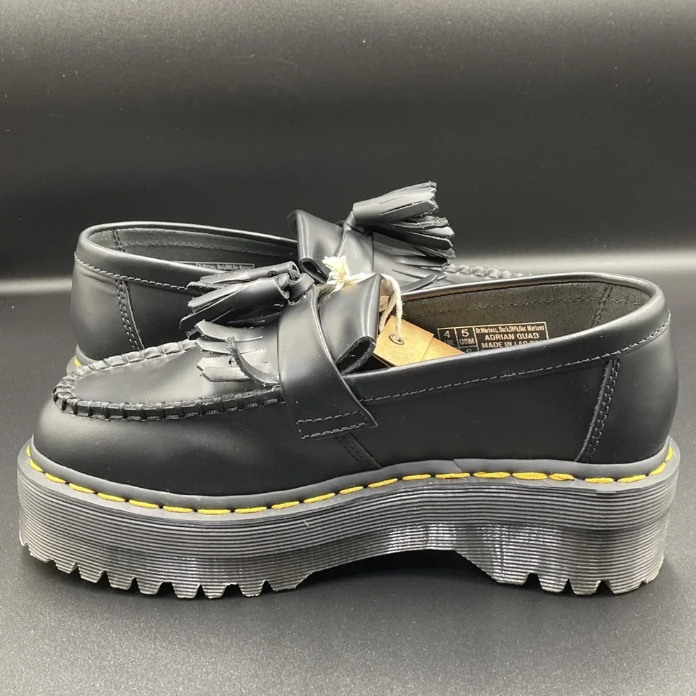 Doc Martens Adrian Quad Women's 6 Black Leather Slip On Platform Tassel Loafers - Picture 7 of 7